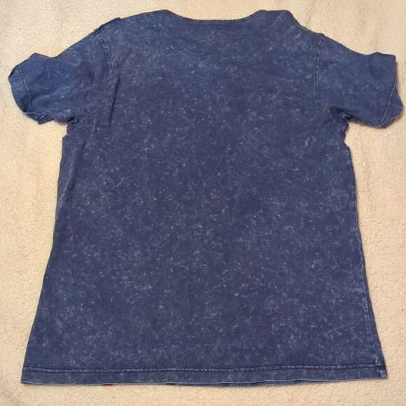 Tranquility Mayhem Mens Shirt Size L Blue Stone Wash moto rally Skull Graphic - Picture 2 of 5